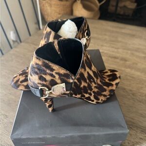 Vince Camuto Leopard Print Pointed Toe Ankle Boots